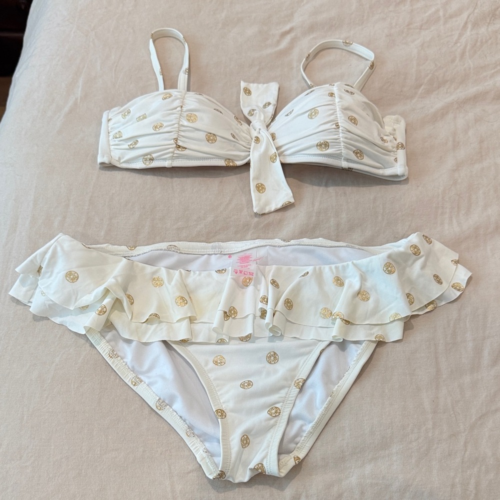 Lilly Pulitzer White and Gold Swim Set